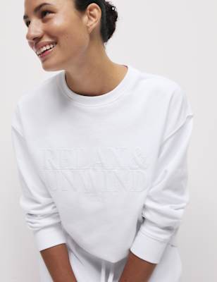 

Womens Body by M&S Pure Cotton Cool Comfort™ Lounge Sweatshirt, White