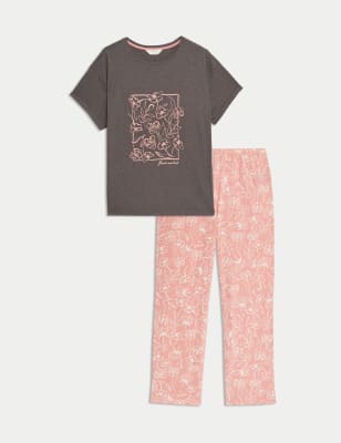 

Womens M&S Collection Cotton Rich Printed Pyjama Set - Charcoal, Charcoal