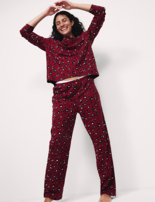 

Womens M&S Collection Pure Cotton Printed Pyjama Set - Dark Berry, Dark Berry