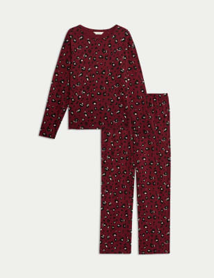 

Womens M&S Collection Pure Cotton Printed Pyjama Set - Dark Berry, Dark Berry