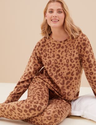 

Marks & Spencer Fleece Animal Print Pyjama Set (FEMALE, CAMEL MIX, M)