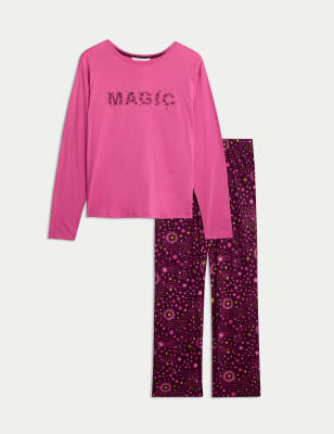 

Womens M&S Collection Cotton Rich Printed Pyjama Set - Purple Mix, Purple Mix