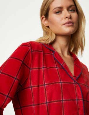 

Womens M&S Collection Fleece Checked Pyjama Set - Red Mix, Red Mix