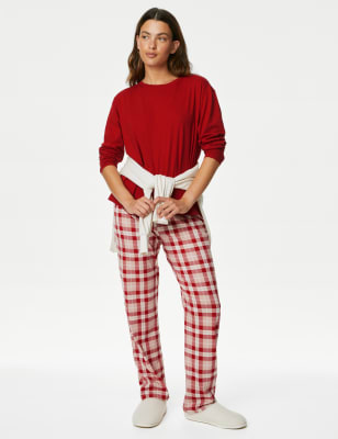 

Womens M&S Collection Pure Cotton Checked Pyjama Set - Red Mix, Red Mix