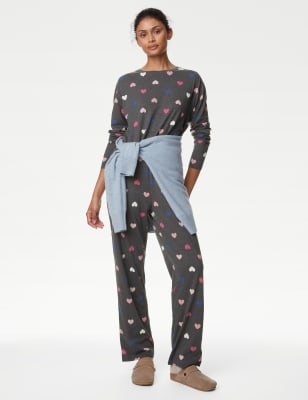 

M&S Collection Pijama de algodón con estampado de corazonesWomens - Charcoal Mix, Charcoal Mix