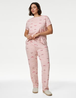 

Womens M&S Collection Pure Cotton Printed Pyjama Set - Soft Pink, Soft Pink