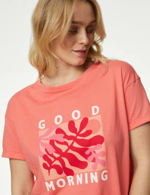 

M&S Collection Conjunto de pijama 100% algodónWomens - Coral Mix, Coral Mix