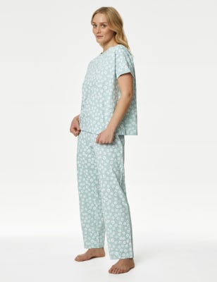 

Womens M&S Collection Pure Cotton Pyjama Set - Dusted Mint, Dusted Mint