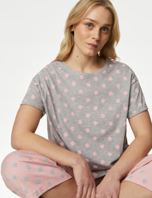 

Womens M&S Collection Cotton Rich Crop Leg Pyjama Set - Grey Mix, Grey Mix