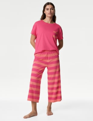 

Womens M&S Collection Cotton Rich Crop Leg Pyjama Set - Watermelon, Watermelon