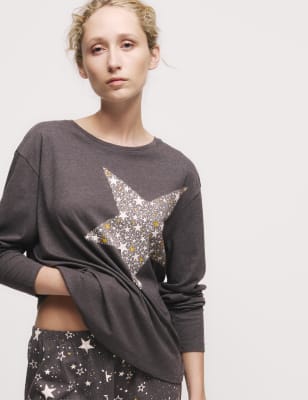 

Womens M&S Collection Cotton Rich Print Pyjama Set - Charcoal Mix, Charcoal Mix