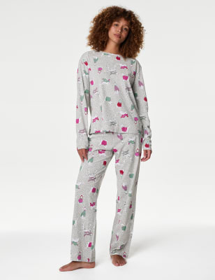 

Womens M&S Collection Pure Cotton Print Pyjama Set - White Mix, White Mix