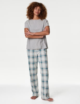 

Womens M&S Collection Pure Cotton Print Pyjama Set - Grey Mix, Grey Mix