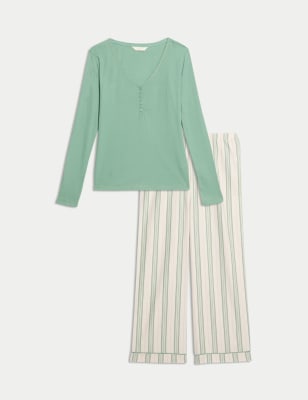 

Womens M&S Collection Cotton Rich Checked Pyjama Set - Green Mix, Green Mix