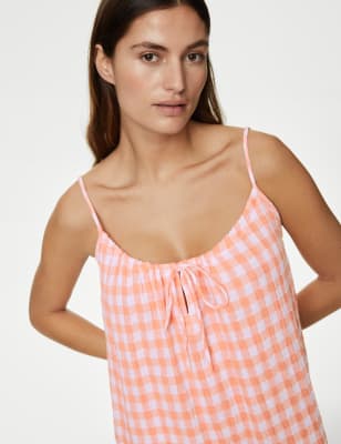 

Womens M&S Collection Muslin Print Chemise - Apricot Mix, Apricot Mix