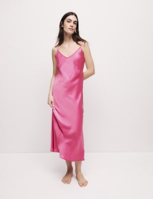 

Womens M&S Collection Satin Chemise - Pink Fizz, Pink Fizz