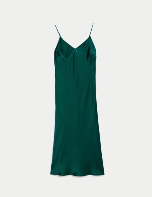 

Womens M&S Collection Satin Chemise - Dark Bottle, Dark Bottle