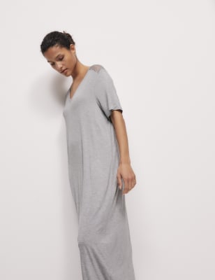 

Womens M&S Collection Body Soft™ Lace Trim Nightdress - Grey, Grey