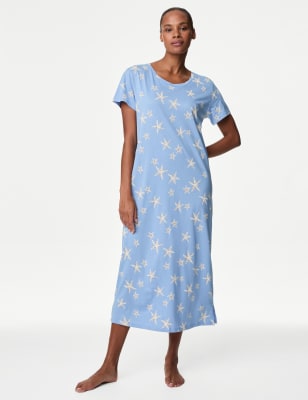 

Womens M&S Collection Cotton Modal Printed Nightdress - Cornflower, Cornflower