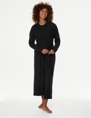 

Womens M&S Collection 2-teiliges Set aus Nachthemd und Strickjacke, beide gerippt - Black, Black