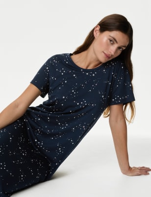

Womens Body by M&S Cool Comfort™ Star Print Nightdress - Navy Mix, Navy Mix