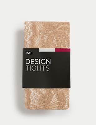 

Womens M&S Collection Floral Lace Fishnet Tights, Rose Quartz