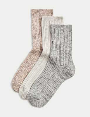 

Womens M&S Collection 3pk Sumptuously Soft™ Thermal Socks - Oatmeal Mix, Oatmeal Mix