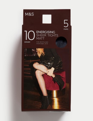 

Womens M&S Collection 5pk 10 Denier Energising Matt Tights, Navy