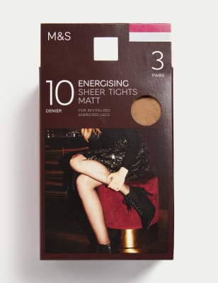 

Womens M&S Collection 3pk 10 Denier Energising Sheer Tights, Rose Quartz