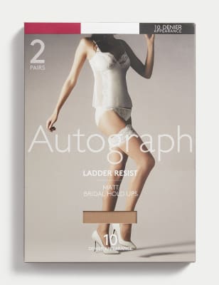 

Womens Autograph 2pk 10 Denier Ladder Resist Matt Hold-Ups, Ivory