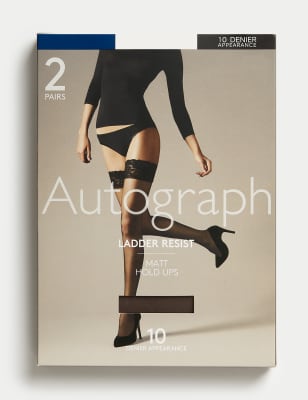 

Womens Autograph 2pk 10 Denier Ladder Resist Matt Hold-Ups, Rich Quartz
