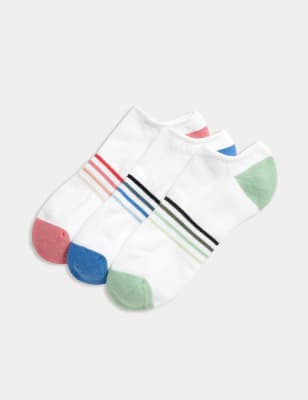 

Womens Goodmove 3er-Pack gestreifte Trainer Liners™ mit hohem Baumwollanteil - White Mix, White Mix
