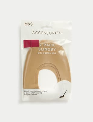 M&S Collection Women's 2 Pack Cotton Blend Slingbies - 6-8 - Rich Quartz, Black,Rich Quartz,Opaline