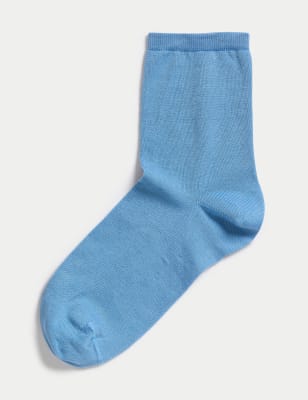 

Womens Autograph Mercerised Cotton Ankle High Socks - Blue, Blue