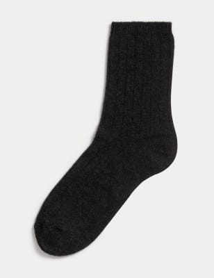 

Womens Autograph Cashmere Blend Ribbed Ankle High Socks - Charcoal, Charcoal