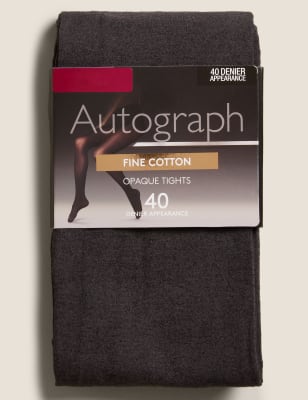 Buy 40 Denier Fine Cotton Opaque Tights at Marks Spencer