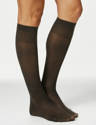 

Womens M&S Collection 3pk 20 Denier Firm Support Knee Highs, Nearly Black