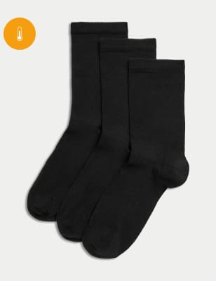 

Womens M&S Collection 3pk Thermal Heatgen™ Seamless Toes Ankle High Socks - Black, Black