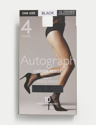 

Womens Autograph 4er-Pack laufmaschensichere Socken (10 den) - Black, Black