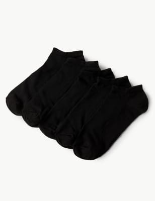 

Womens M&S Collection 5pk Cotton Rich Trainer Liner Socks™ - Black, Black