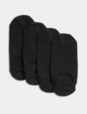 

Womens M&S Collection 4pk Cotton Rich Invisible Trainer Liners™, Black