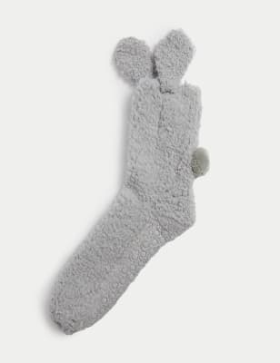 

Womens M&S Collection Kuschelige Teddyfell-Hausschuhsocken mit Hasenmotiv - Light Grey, Light Grey