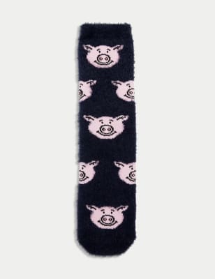 

Womens M&S Collection Flauschige Hausschuhsocken mit Percy Pig™-Motiv - Pink Mix, Pink Mix