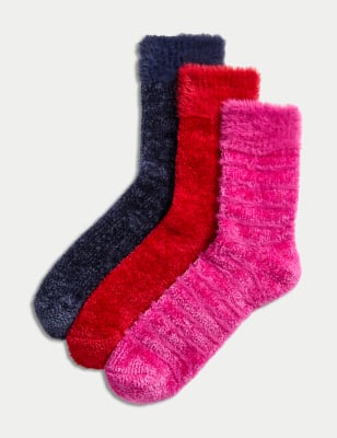 

Womens M&S Collection 3pk Cosy Velvet Ankle High Socks - Pink Mix, Pink Mix