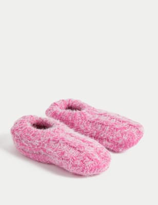 

Womens M&S Collection Cable Knit Low Cut Slipper Socks - Fuchsia, Fuchsia