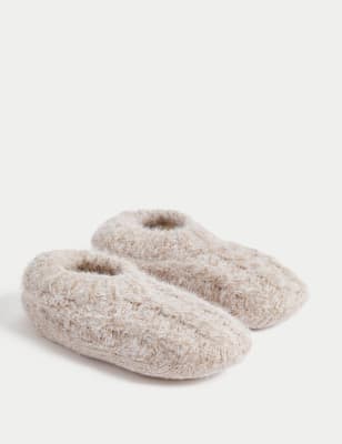 

Womens M&S Collection Cable Knit Low Cut Slipper Socks - Fawn, Fawn