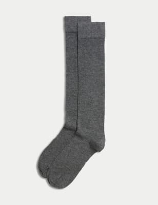 

M&S Collection Pack de 2 pares de calcetines suaves por la rodillaWomens - Grey, Grey