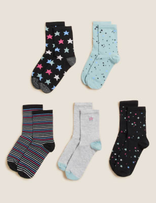 

Marks & Spencer 5pk Cotton Rich Star Ankle High Socks (FEMALE, BLACK MIX)