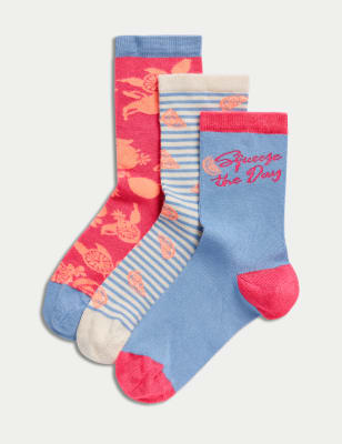 

Womens M&S Collection 3er-Pack knöchelhohe Sumptuously Soft™-Socken - Blue Mix, Blue Mix
