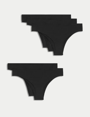 

Womens M&S Collection 5pk No VPL Cotton Modal Brazilian Knickers - Black, Black